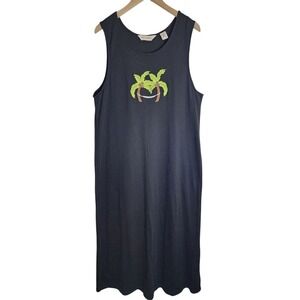 Bechamel Dress Women's Medium Palm Coconut Beach Vacation Tank Maxi‎ Black